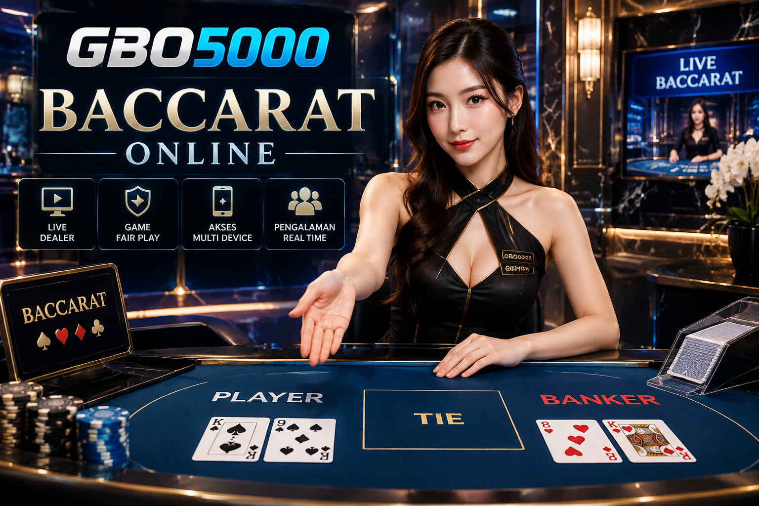 Baccarat online dengan live dealer modern GBO5000